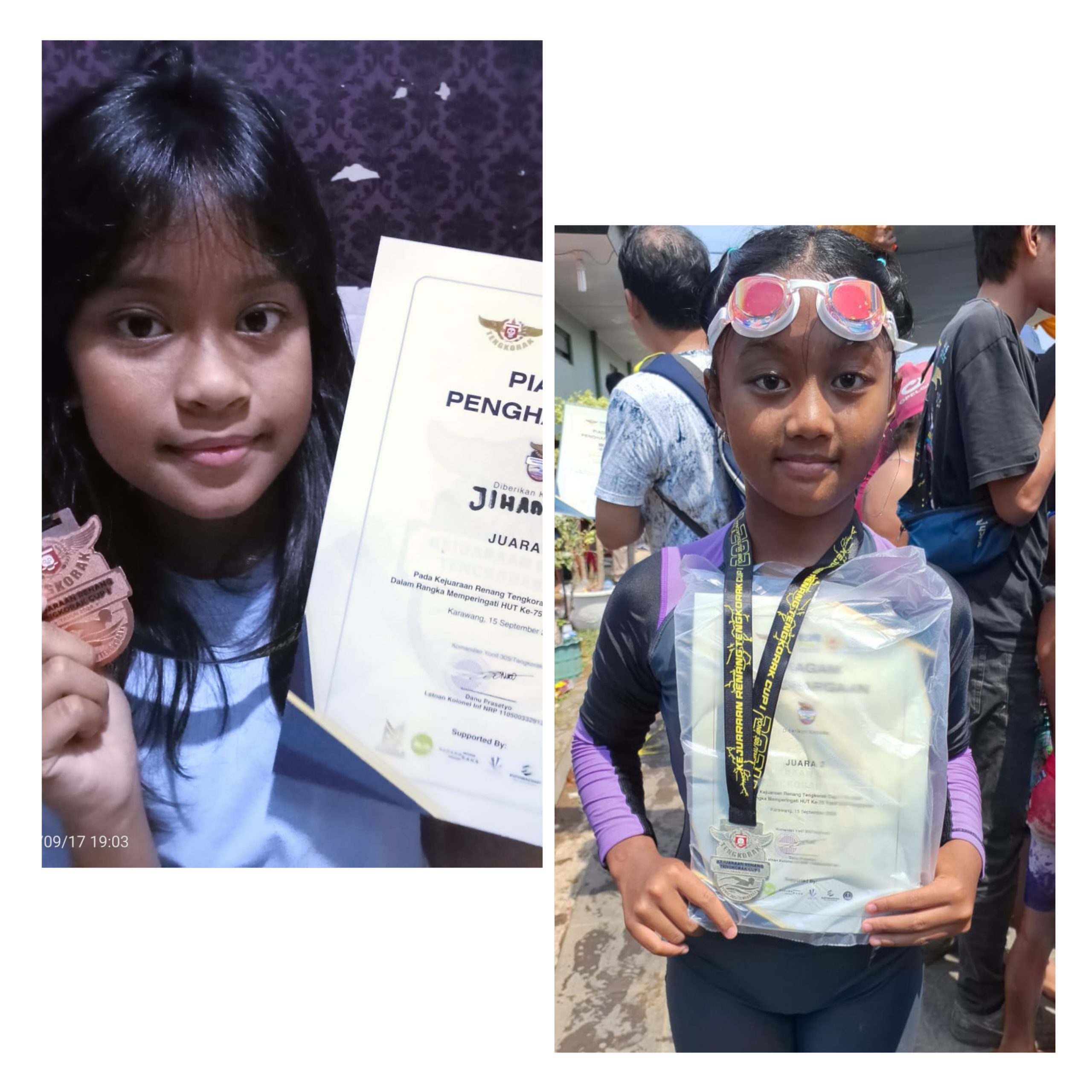 Almira & Jihan Raih Juara di Kejuaraan Renang Tengkorak Cup 1 YONIF 305/Tengkorak